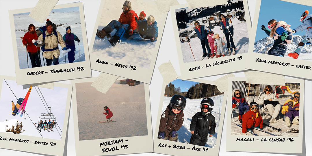 Polaroids featuring picture-perfect family memories of Easter holiday ski trips.